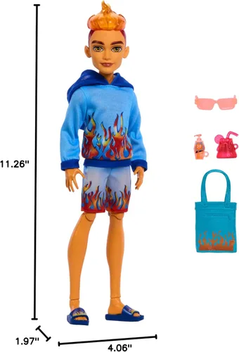 Miniatura 7 de Muñeca Monster High Scare-adise Island Heath Burns con Sudadera con Capucha de Llamas, Bañador y Accesorios de Playa como Gafas de Sol