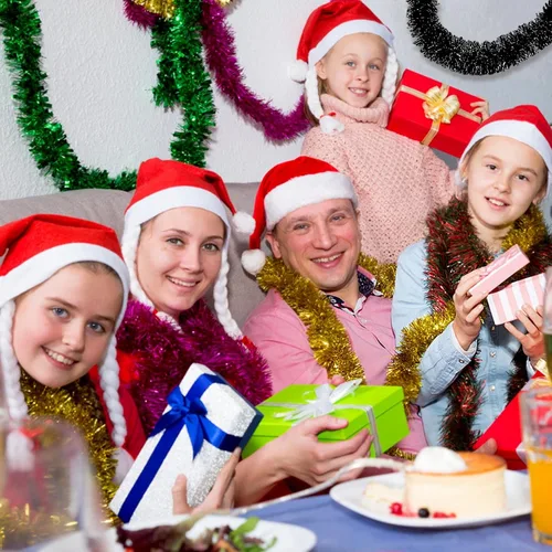 Miniatura 7 de Guirnalda de Oropel de Navidad Negra de 50 Pies, Pancarta de Giro de Papel Metálico, Serpentinas de Oropel Colgantes para Pared, Telón de Fondo