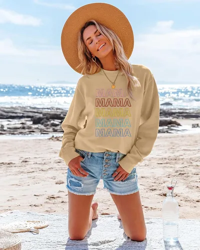 Miniatura 2 de Sudadera para mujer con divertido estampado de letras, blusa informal de manga larga para otoño