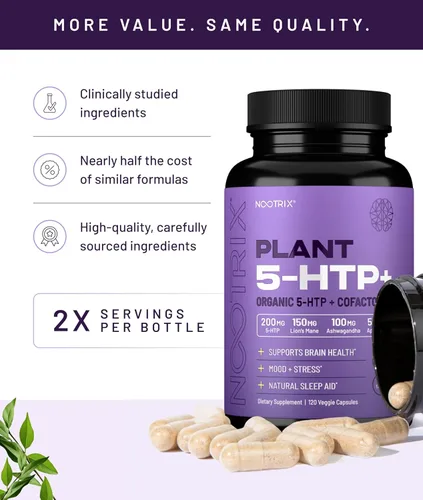 Miniatura 5 de Nootrix Suplemento orgánico 5-HTP+ para plantas Suministro para 60 días Apoya la memoria, el enfoque mental, la salud cognitiva y la energía