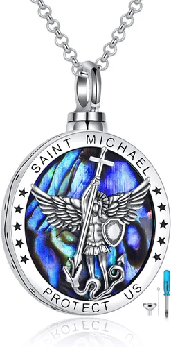 Miniatura 12 de YFN Collar de plata de ley San Miguel/San Cristóbal/Jesús/Virgen María para hombres y mujeres católico/protector/talismán collar con medalla