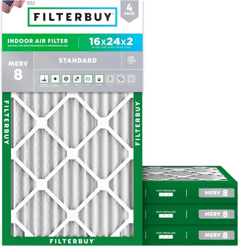 Miniatura 14 de Filterbuy - Filtro de aire de 20x20x1 MERV 8, Defensa Esencial contra el Polvo y las Alergias (paquete de 4), Filtros plisados electrostáticos