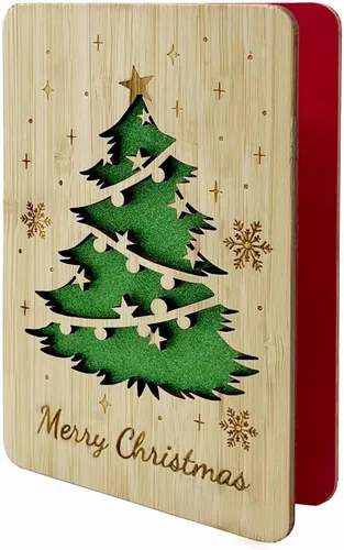 Miniatura 15 de 67 divertidas tarjetas de madera de Navidad, Ho Merry Chaos‑Mas, interior rojo en blanco para mensaje personalizado, regalo para familiares