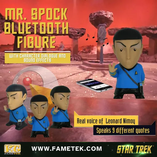 Miniatura 4 de FAMETEK Star Trek: TOS - Mr. Spock - Altavoz Bluetooth de 6 pulgadas con efectos de sonido, micrófono y citas auténticas de Spock