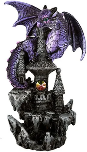 Pacific Giftware Castillo protector de dragón guardián con diamantes de imitación de cristal de roca decoración de mesa, figura coleccionable de