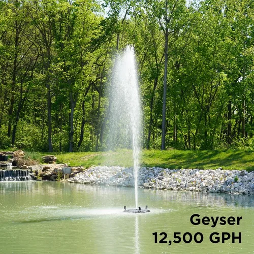 Miniatura 3 de HALF OFF PONDS Fuente flotante - 1 aireador de estanque HP, cable de 100 pies - Bomba de agua de 15,000 GPH - 13 patrones de pulverización - Luces