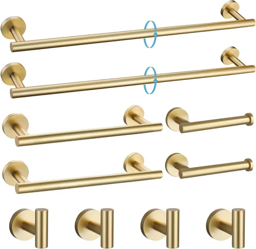 Miniatura 8 de TURS Juego de accesorios de baño de acero cepillado de 5 piezas, juego de barra de toalla de baño de acero inoxidable SUS304, kit de accesorios