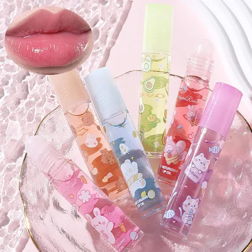 Miniatura 7 de Juego de 6 brillos de labios enrollables, con sabor a fruta, maquillaje de labios brillante para mujeres, no tóxico, regalo de fiesta, mejores amigas