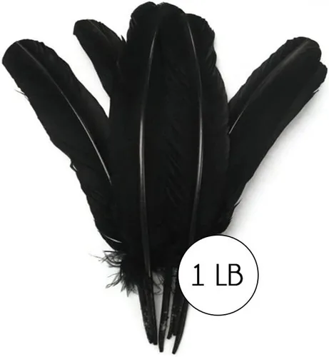 Moonlight Feather | 200 piezas - plumas de pavo - pavo negro ala redonda pluma grande al por mayor plumas a granel Halloween, artesanía india, boda,