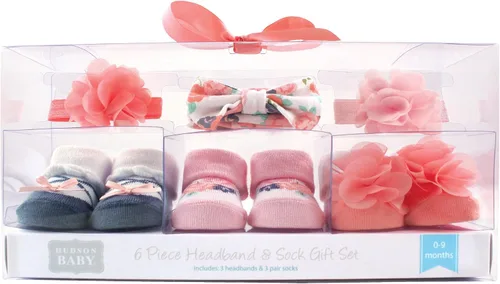 Miniatura 2 de Hudson Baby Conjunto de regalo de diadema y calcetines para niña Coral floral