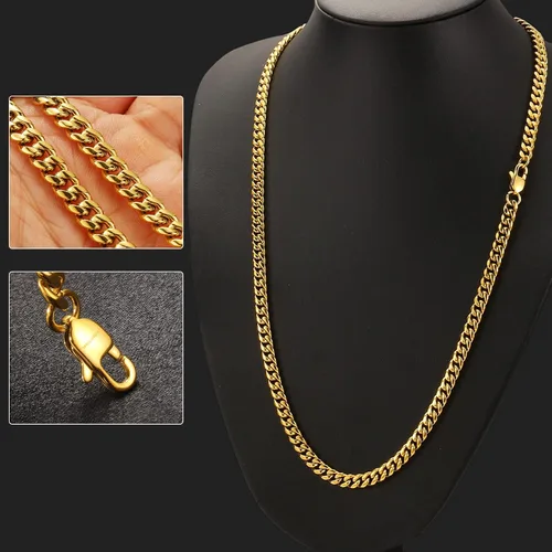 Miniatura 5 de SytsLNKXXX Collar de cadena cubana Miami para hombres y mujeres, acero inoxidable 316L de 40.236in de ancho, 18"20"22"24" de largo, joyería de hip