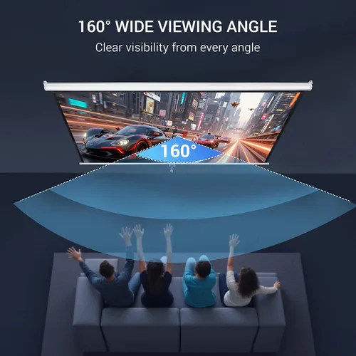 Miniatura 5 de ZENY Pantalla de Proyector Retractable de 100 Pulgadas 16:9 HD Pantalla de Proyección Plegable Cine en Casa Portátil Pantalla de Película para Blanco