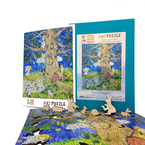 Miniatura 2 de Paquete de madera para adultos – Piezas de forma única – Fabricado en los Estados Unidos por FoxSmartBox – 400 piezas – Árbol de los Ángeles