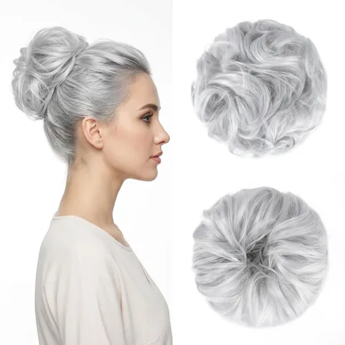Miniatura 29 de Moño desordenado grande y desordenado, moño ondulado, rizado, coleteros gruesos, extensiones de cabello para mujeres y niñas, color marrón jengibre