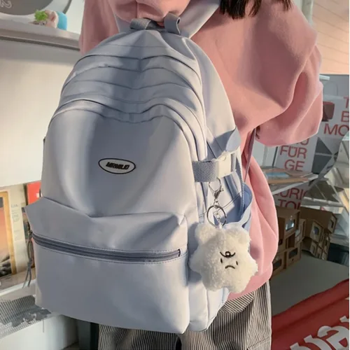 Miniatura 2 de VTTDB Mochila Kawaii con Lindos Accesorios Mochila Diaria Estética Casual Bolsa Simple para Laptop Mochila de Viaje Impermeable para Mujeres, Azul