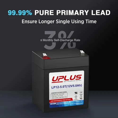 Miniatura 3 de Uplus - Batería recargable de plomo ácido sellada de 12 V 5 Ah - DJW12-5.0T reemplaza la batería de alarma doméstica compatible con terminales F1 F2