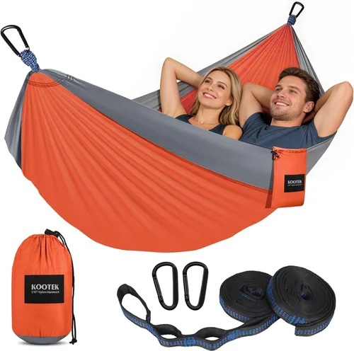 Miniatura 19 de Kootek Hamaca de campamento, hamacas portátiles con correas para árboles y bolsa de transporte adjunta, equipo esencial de campamento, perfecto