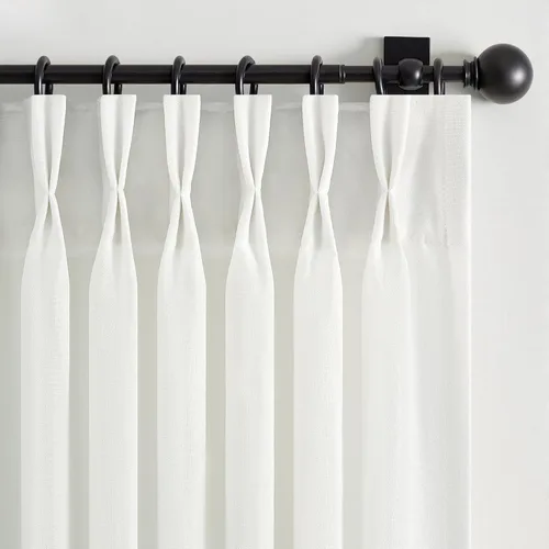 Miniatura 17 de 2 paneles de cortinas plisadas de lino beige de 84 pulgadas de largo, para dormitorio y sala de estar, cortina plisada con ganchos y pestaña trasera