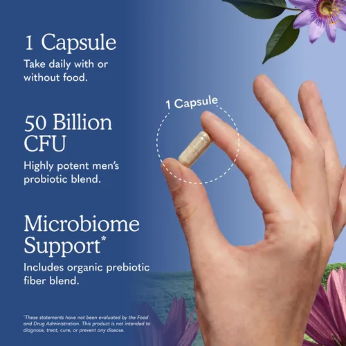 Miniatura 5 de Garden of Life Probióticos para Hombres, formulado por médicos, 50 mil millones de CFU, 15 probióticos para la salud digestiva + fibra prebiótica