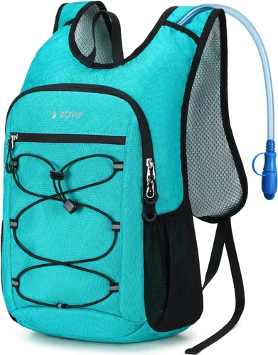 Miniatura 10 de BOVIP Mochila de hidratación ligera, mochila de senderismo multiusos de 15 litros con bolsa de agua de 1.5 L, mochila de agua hidráulica