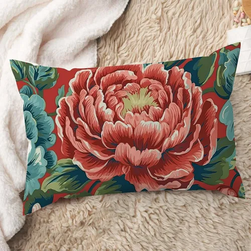 Miniatura 7 de ArogGeld Fundas de cojín de estilo chinoiserie, diseño de flores y pájaros, color rosa rubor, diseño de animales de pavo real, jardín asiático