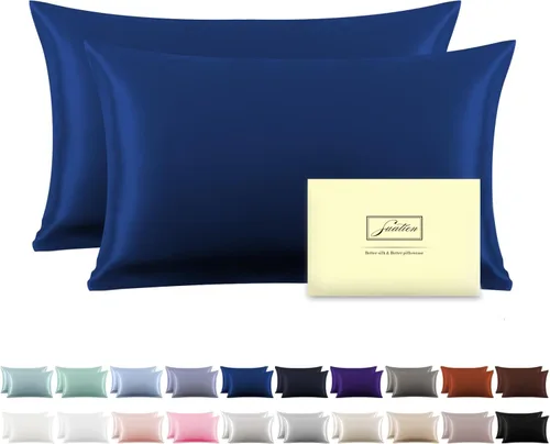 Miniatura 33 de Funda de almohada de seda para cabello y piel, suave, transpirable y sedosa 100% seda Queen, juego de 2, fundas de almohada de seda de morera