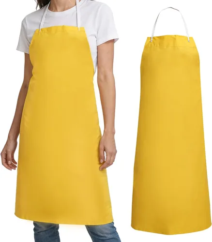 KLEEN CHEF Lavaplatos del poliéster del uso general diario y delantal resistente del cuero del PVC PVC - Grande - Amarillo