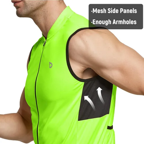 Miniatura 3 de BALEAF Camiseta de ciclismo sin mangas para hombre, camiseta de ciclismo de carretera, camisetas sin mangas, bolsillos con cremallera completa, SPF
