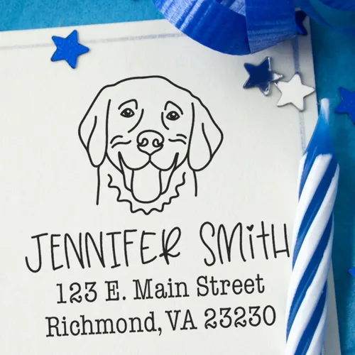 Miniatura 7 de Sello de dirección personalizado Basset Hound – Sello personalizable con nombre y dirección para sobres, ideal para amantes de los perros