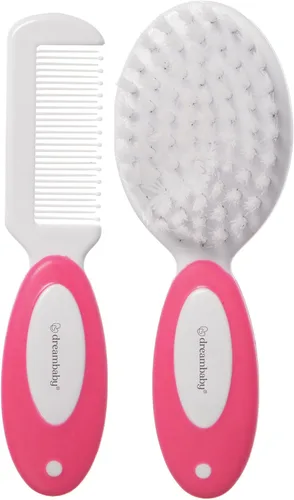 Dreambaby Juego de cepillo y peine de lujo para bebé, cerdas súper suaves y peine antiarañazos, mango de fácil agarre, para niñas recién nacidas,