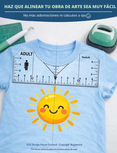 Miniatura 2 de Vowlove Regla de camiseta para una alineación precisa, herramienta de colocación en el centro y el pecho izquierdo para hacer camisas, compatible 01