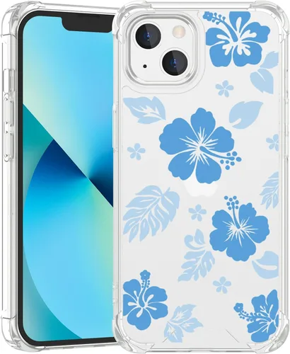 Miniatura 61 de Funda para iPhone 8 Plus y iPhone 7 Plus, linda funda Kawaii azul hibisco hawaiano floral estética floral para niñas preppy mujeres