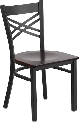 Miniatura 12 de Flash Furniture Serie Hércules Silla de metal para restaurante con respaldo "X", silla moderna tapizada sin apoyabrazos para restaurantes y cocinas