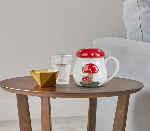 Miniatura 5 de Bonita taza de hongo con tapa, taza grande de cerámica para café y té, regalo divertido para mujeres
