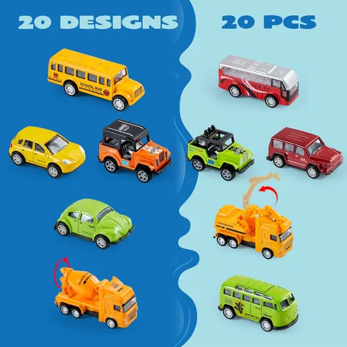 Miniatura 4 de JOYIN 20 piezas de coches de juguete de metal fundido, juguetes de coche a granel, juego de vehículos para niños pequeños, recuerdos de fiesta