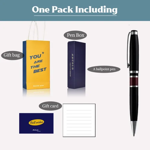 Miniatura 6 de Ancolo Bolígrafo personalizado: bolígrafos ejecutivos para hombres, mujeres, caja de regalo de bolígrafo de metal y 2 recambios de tinta negra Rojo