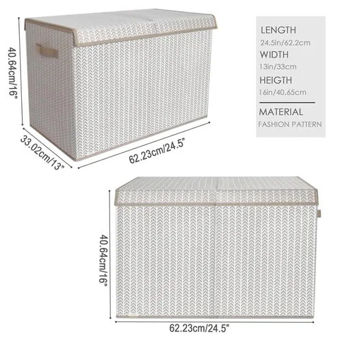 Miniatura 2 de Caja organizadora de juguetes para niños y niñas, contenedor grande de almacenamiento de tela plegable con tapa abatible y asas para ropa, manta