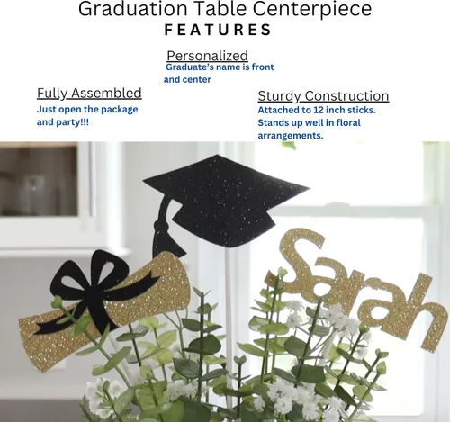 Miniatura 2 de Centros de mesa de graduación para mesa, decoraciones de mesa de graduación 2027 Palitos de centro de fiesta de graduación personalizados