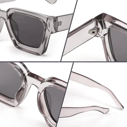 Miniatura 72 de FEISEDY Gafas de sol cuadradas retro de los años 90 para mujeres y hombres, gafas de sol rectangulares gruesas de moda con protección UV400 B2385
