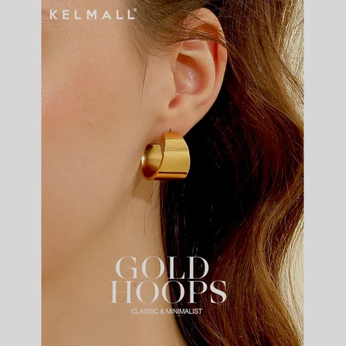 Miniatura 52 de KELMALL Aretes tipo argolla de oro de 14 quilates para mujer, hipoalergénicos, gruesos, redondos, no se deslustra, para orejas sensibles