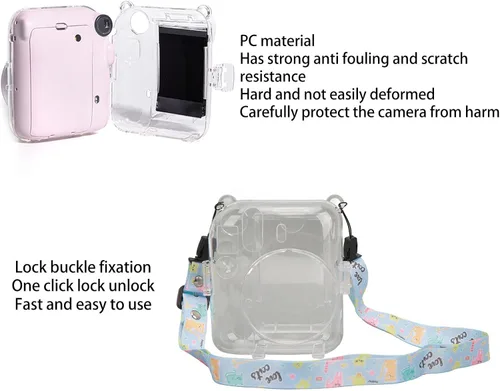 Miniatura 6 de ciciglow Funda protectora transparente para Mini 12, funda protectora de cámara rígida transparente para cámara instantánea con correa de hombro Azul