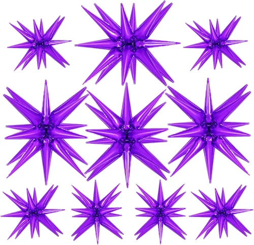 Miniatura 11 de 10 unidades de globos de estrella roja explosión globos de estrella fulgurante globos de cono de papel de aluminio mágicos para decoraciones