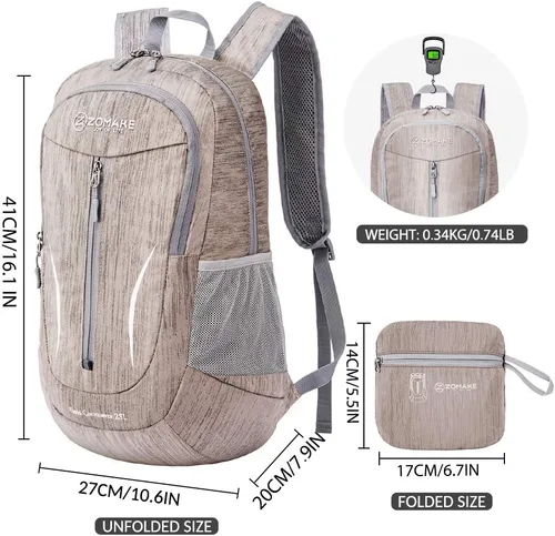 Miniatura 2 de ZOMAKE Mochila plegable ultraligera de 25 litros, mochilas de senderismo plegables resistentes al agua, mochila plegable pequeña para viajes