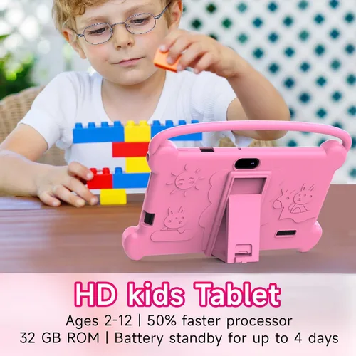Miniatura 9 de Tableta para Niños de 7 pulgadas 3-9 para Niños, 32GB ROM Niños Pequeños con Estuche a Prueba de Golpes, Software Android para Niños Instalado Rosa