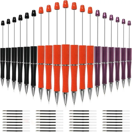 Whaline 24 bolígrafos de cuentas de Halloween, color naranja, morado, negro, bolígrafo de tinta de gel, bolígrafos retráctiles para escribir con