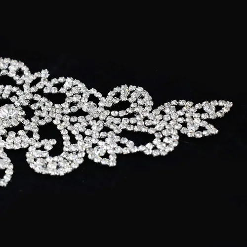 Miniatura 4 de Jerler Apliques de diamantes de imitación, elegante cinturón de diamantes de imitación de cristal plateado para coser en vestido de novia cinturón