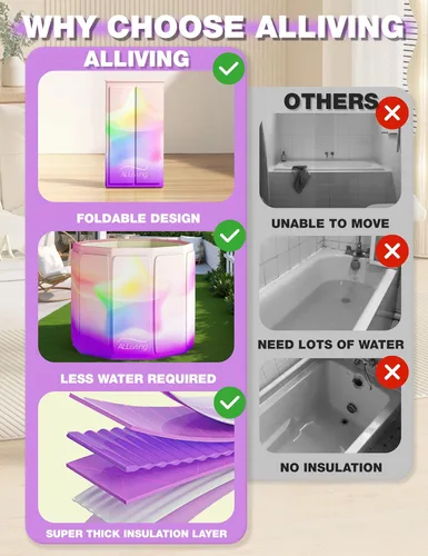 Miniatura 5 de Bañera portátil para adultos, bañera plegable plegable para adultos, ducha de adultos, baño caliente, spa, bañera profunda independiente