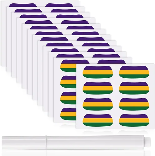 Miniatura 17 de Sumind 24 pares de tiras para los ojos deportivos, tiras transpirables con 1 lápiz blanco para fanáticos del béisbol, fútbol, sóftbol en el día