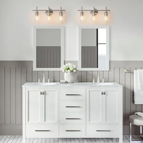 Miniatura 7 de Accesorios de luz de baño de 2 luces, Luz de tocador moderna negra, Lámpara de pared de baño para espejo, cocina, dormitorio, pasillo, sala