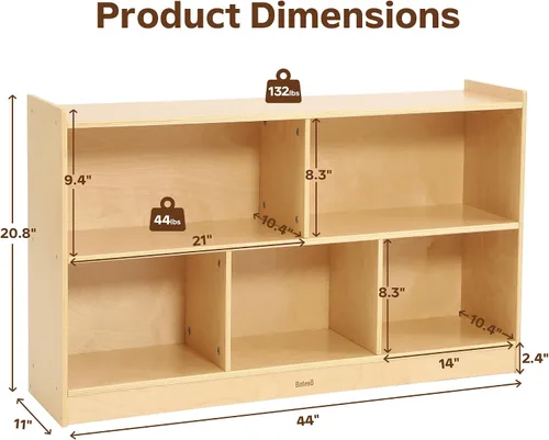 Miniatura 2 de Bateso Organizador de almacenamiento de juguetes para habitación de niños, estantería de madera para niños, para aula, organizador de almacenamiento